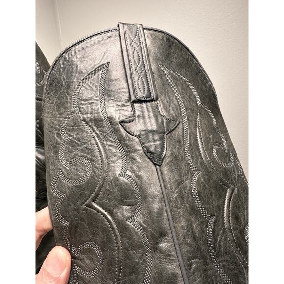 Lucchese Vtg 90s Mens Ranch Hand Western Boots 8.5 D Anthracite Gray Leather USA - Picture 9 of 16